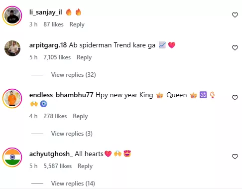 Virat Kohli IG comments