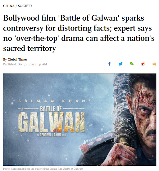 ग्लोबल टाइम्स के आर्टिकल का स्क्रीनशॉट