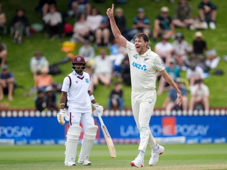 NZ Vs WI Wellington Test 2025 Result Update; Jacob Duffy | Cricket News | न्यूजीलैंड ने दूसरा टेस्ट 9 विकेट से जीता: वेस्टइंडीज के खिलाफ सीरीज में 1-0 की बढ़त बनाई; डफी ने मैच में 6 विकेट लिए